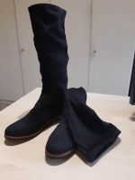 Elegante Overknee Stiefel aus Wildleder, Schwarz, Gr. 38