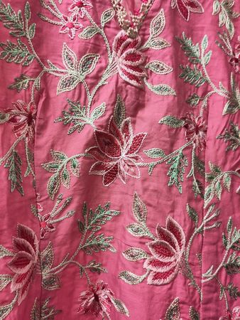 Tunika (rosa) + besticktem Blumenmuster (Ethnic), Gr. S, neu