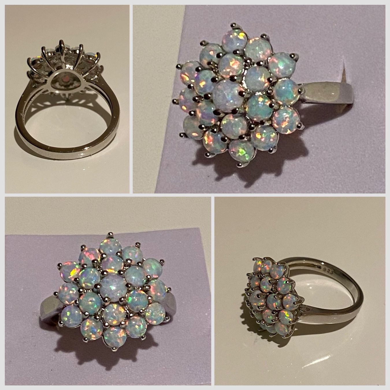 Anelli: Ring Silber 925 Weissgold vergoldet mit Opalen – Nuovo e nell'imballaggio originale da Matten b. Interlaken venduto da kero71 3
