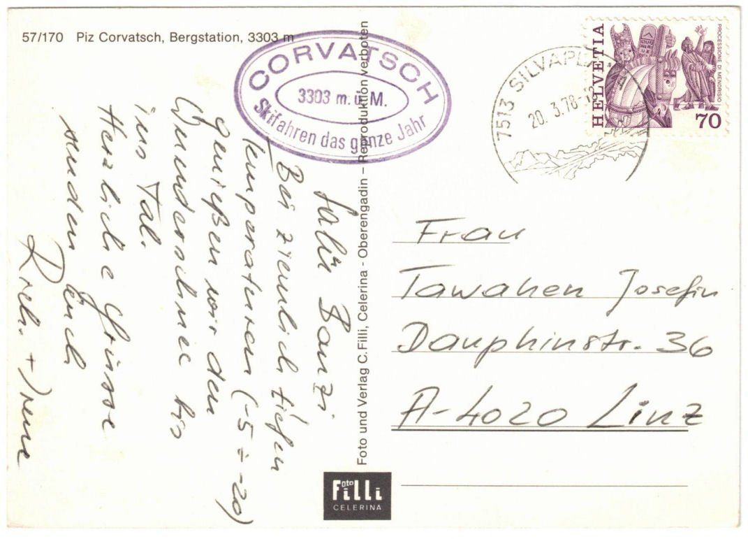 Cartoline postali: Silvaplana - 4 Bild AK Corvatsch – Usato da Binningen venduto da Mountainrider 1