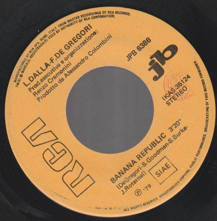 Schallplatten: 7 " juke box DALLA - DE GREGORI  / LENE LOVICH BANANA REPUBL – Gebraucht aus Vezia von Aquarius_Age