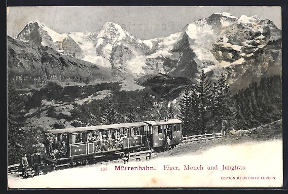 Cartoline postali: Mürrenbahn, Bergbahn mit Blick auf Eige – Usato da Berlin venduto da bartko-reher