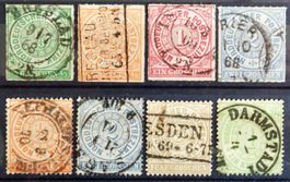 NORDDEUTSCHER BUND: 12 Gestempelte O aus 1868–1870