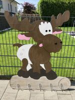 Handgemachte Kinder Garderobe / Geburttafel Elch aus Holz