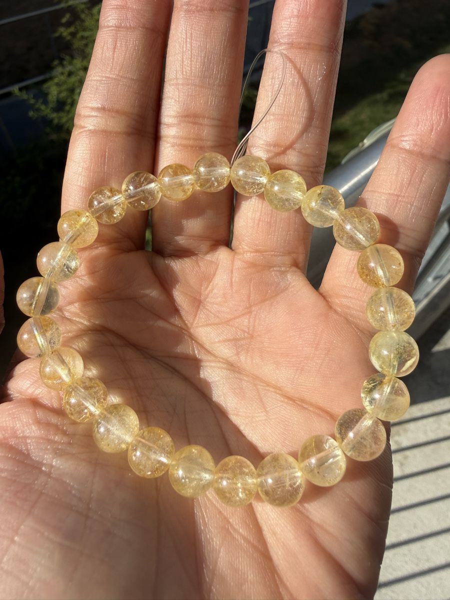 Bracelets: Echtes Gelber Topas Perlenarmband 7mm, Elastisches – Neuf (Voir description) à Jegenstorf par SteinGlanz 1
