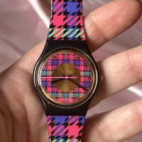Swatch Uhr Damenuhr KARO, schwarz, sehr speziell!