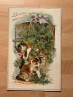 Alte Neujahrskarte "Bonne Année!" mit Katzenmotiv