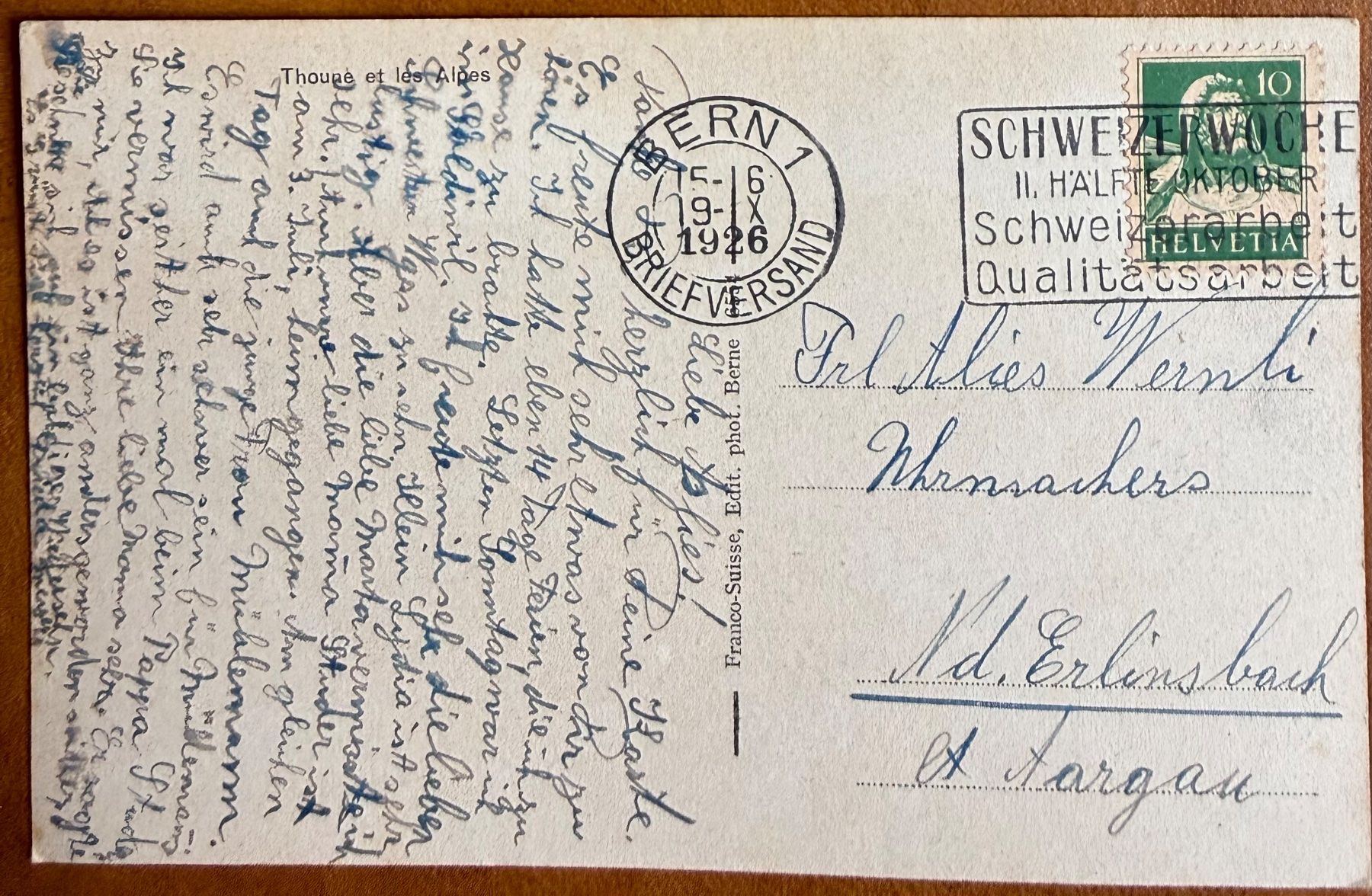 Cartes postales: Thun - Panorama 1926 – D'occasion à Lutry par Ediego 1