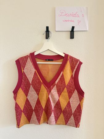 Zara Strickweste Argyle Muster mehrfarbig Grösse L