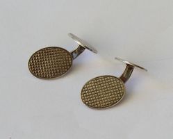 Paar ovale Manschettenknöpfe Waffelmuster Silber 800 ES