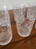 Set of 6 drinking glasses with floral etched design