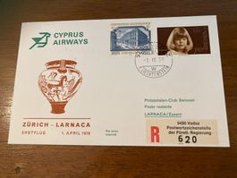 CYPRUS AIRWAYS 1°FLUG VADUZ-LARNACA 1.4.78