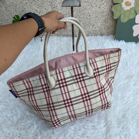 Burberry Blue Label Handtasche Kariert CremeweiSs Rot