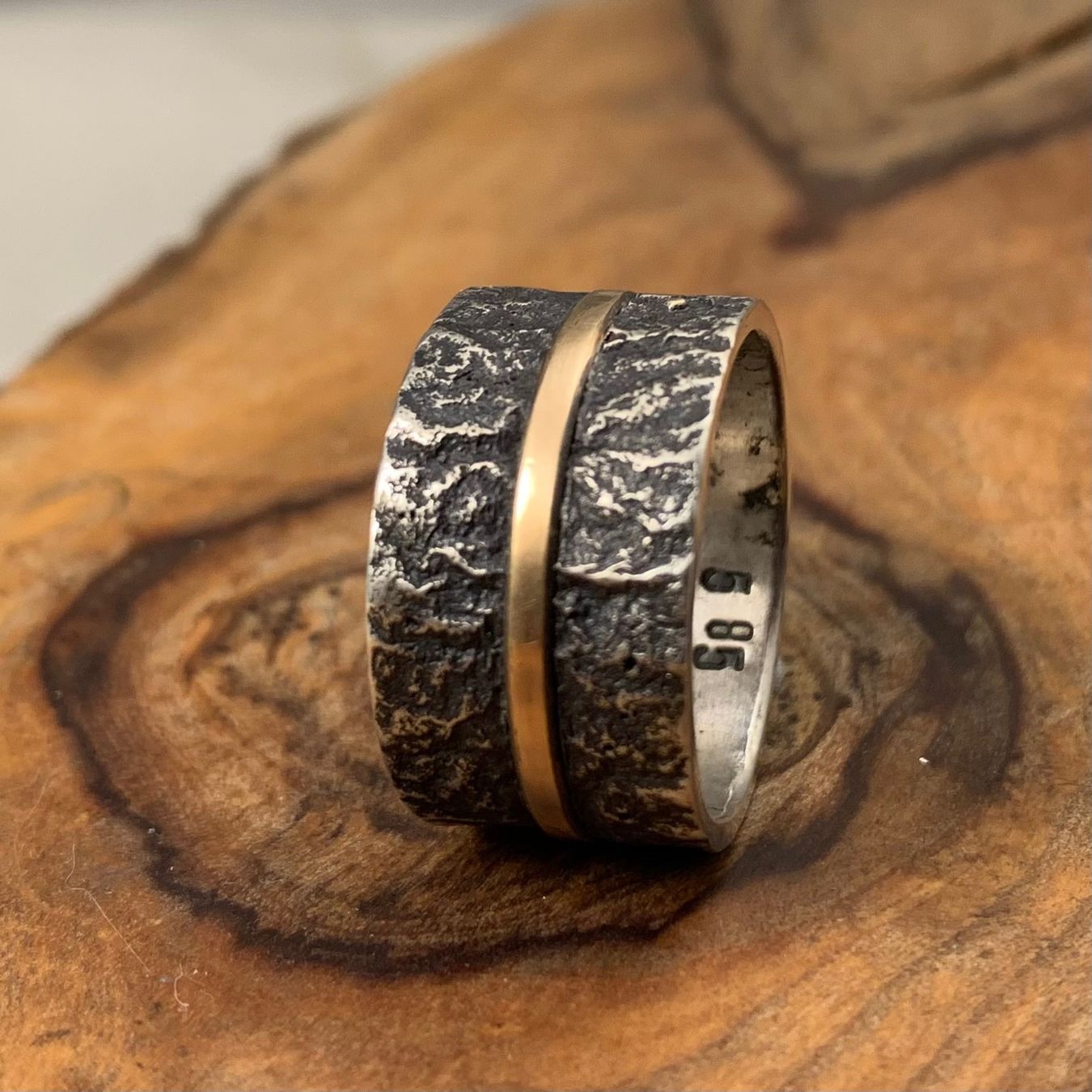 Ringe: Silberring Goldene Linie Gr.61 – Neu (gemäss Beschreibung) aus Thun von Svonskj 2