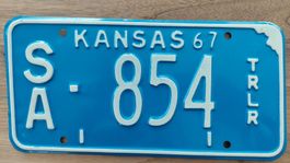 Orig. US-Fz-Nummernschild von 1967, Bundesstaat Kansas