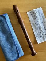 Holz Blockflöte Huber Sopran mit Zubehör und Griffbrett