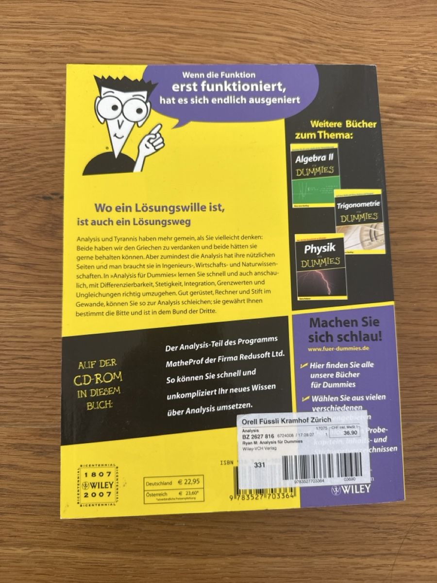 Bücher: Analysis For Dummies Book by Mark Ryan – Neu (gemäss Beschreibung) aus Bonstetten von sme_xv8v 2