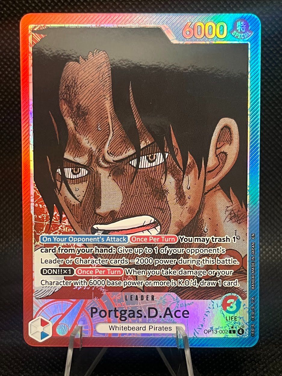 Bandai Carte collezionabili: One Piec - Portgas D Ace OP13-002 Leader EN – Usato da schaan venduto da Schokoloco