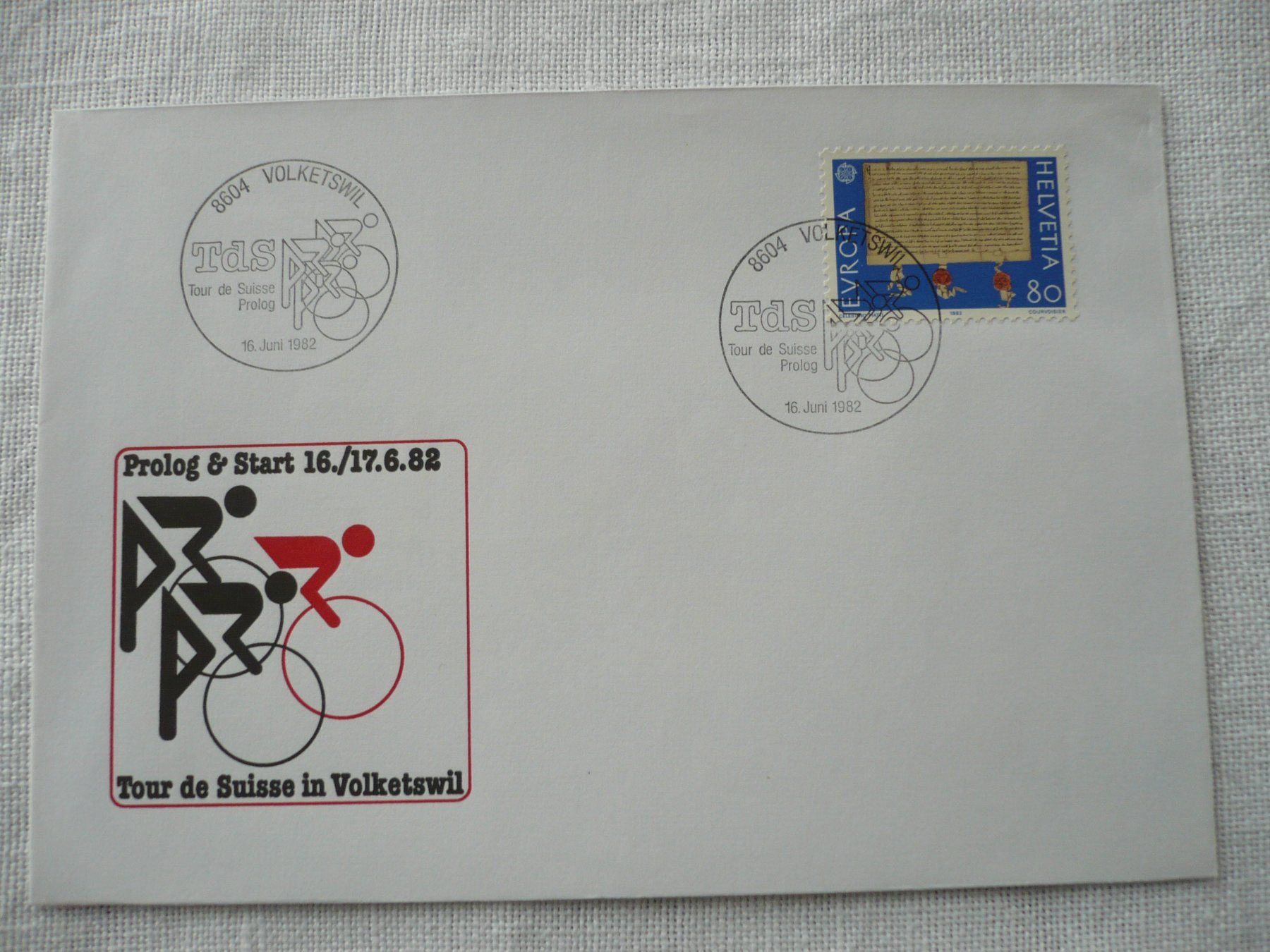 Alle Briefmarken: 1982 Prolog Tour de Suisse, Volketswil – Gebraucht aus Zürich von saltandpepper008