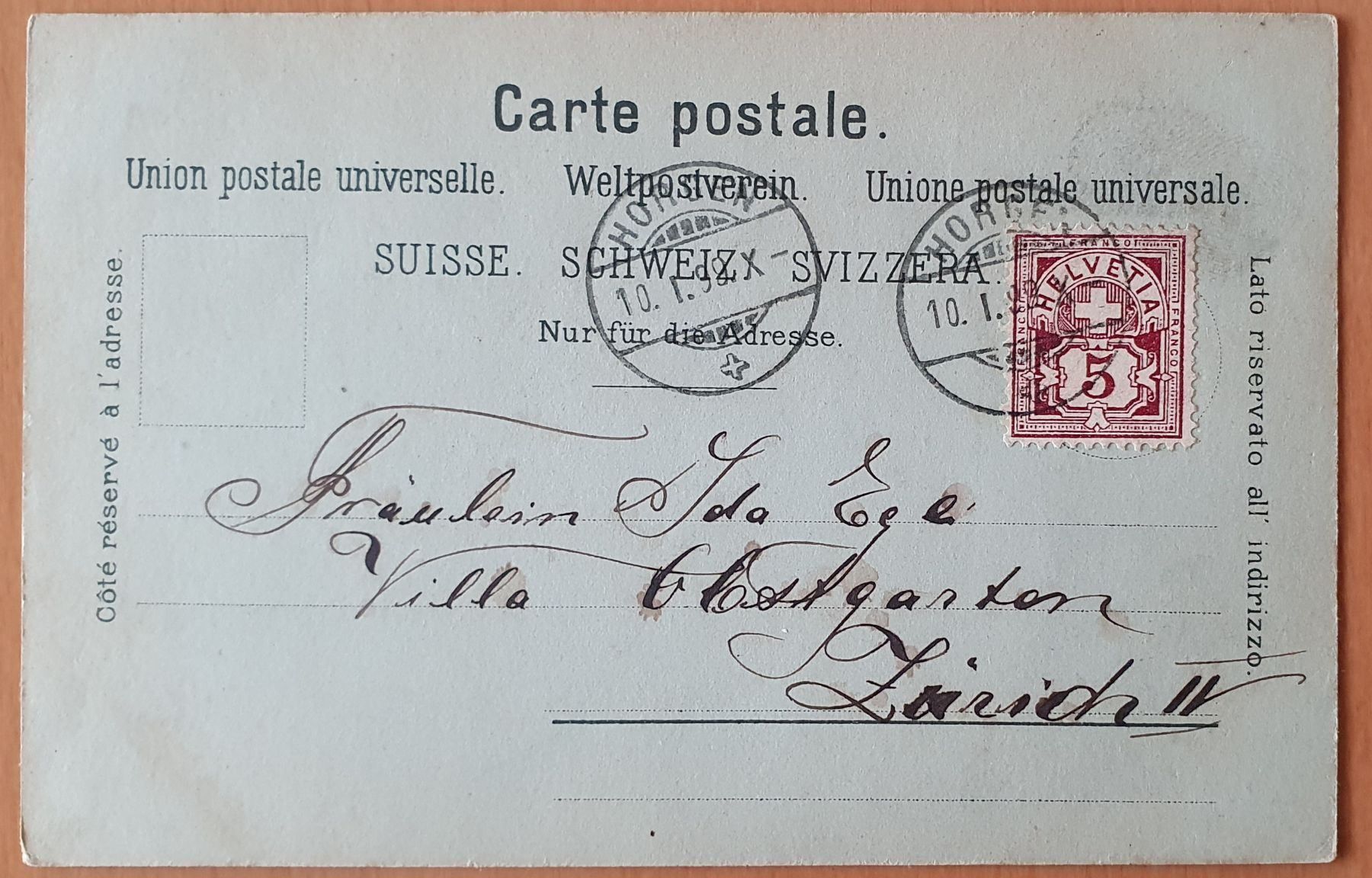 Cartoline postali: Gruss aus Horgen 1899 – Usato da Kreuzlingen venduto da Rschweiz1 1
