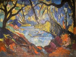 C.W. LINER 1954 GROSSES ÖLGEMÄLDE AUF LEINWAND 115 x 88 cm