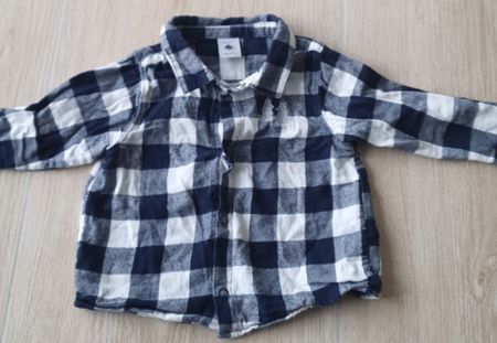 Chemise carreaux bleu marine et blanc - Taille 12mois/74