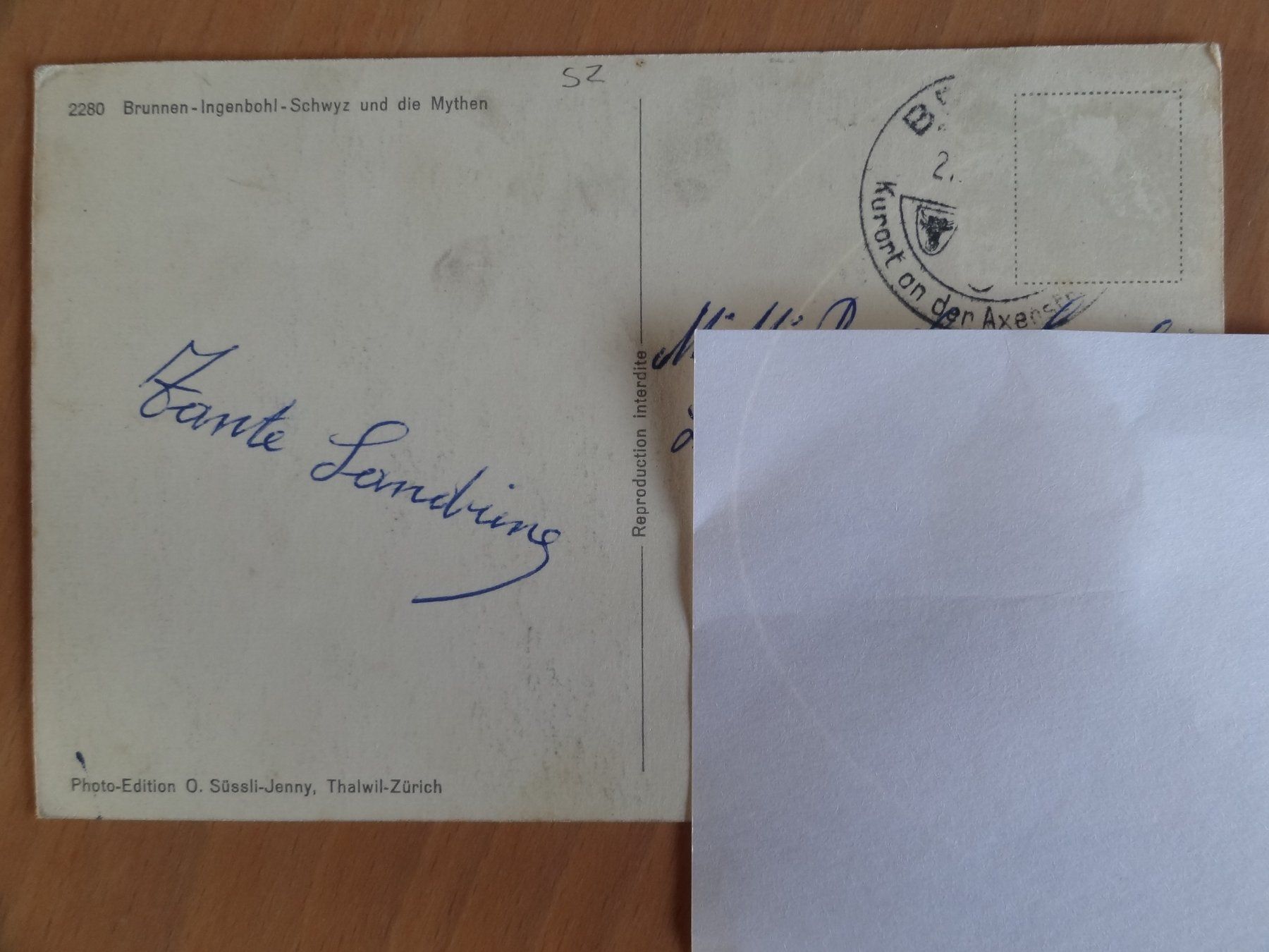 Cartoline postali: Brunnen - Ingenbohl - Schwitz – Usato da St Léonard venduto da Riglin 1
