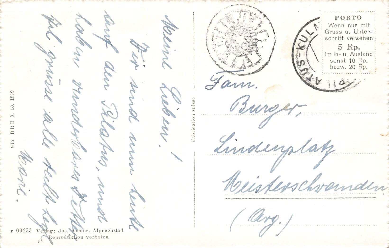 Cartoline postali: Pilatus Tomlishorn berner alpen – Usato da Biasca venduto da Blenio71 1