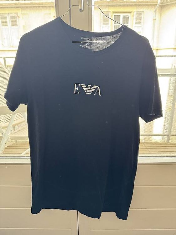 T-shirt Homme Noir – Taille L – Manches Courtes, Col Rond – Occasion