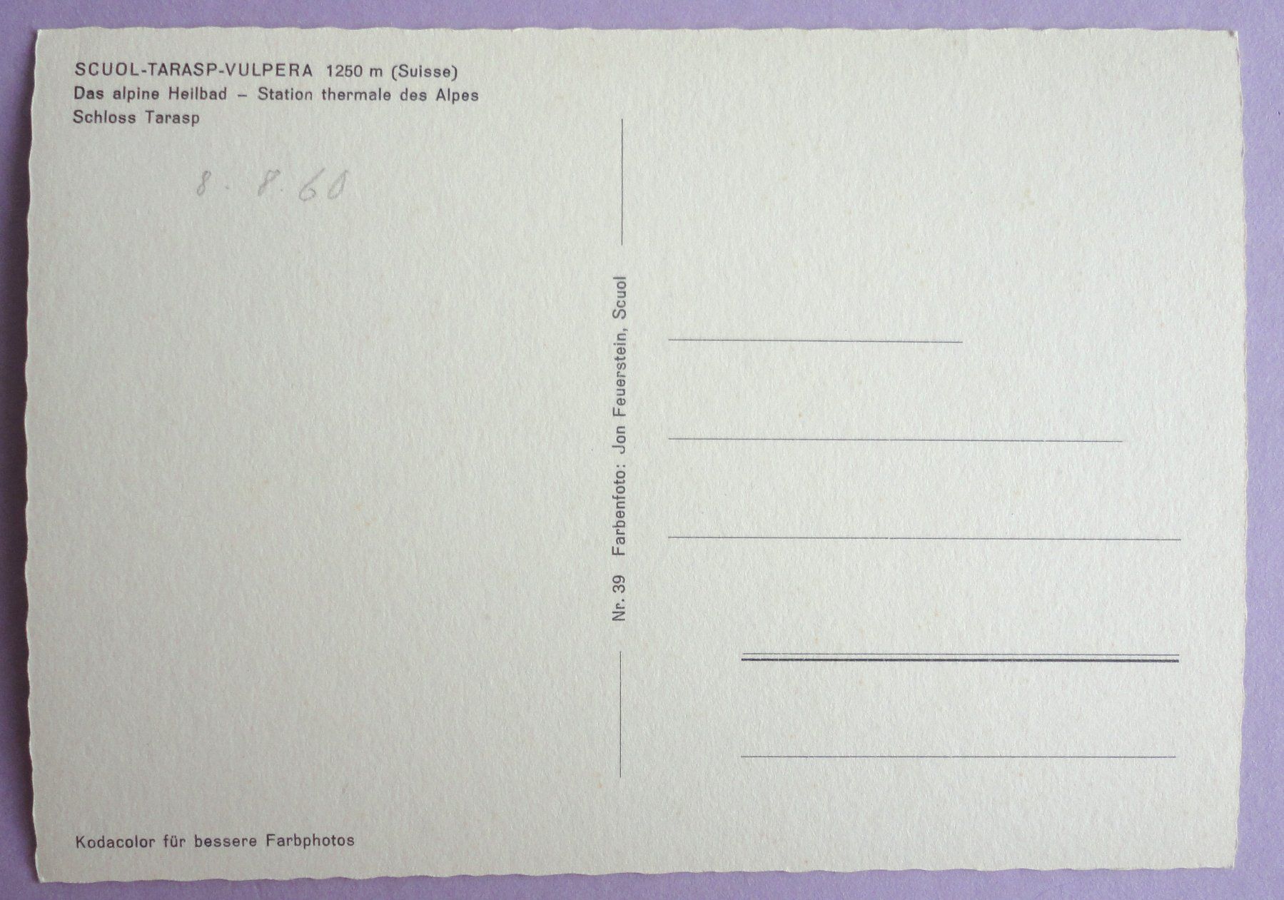 Cartoline postali: Schloss Tarasp – Usato da Fétigny venduto da Billy2miny 1