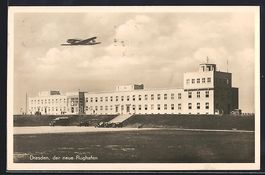 AK Dresden, Neuer Flughafen mit Flugzeug