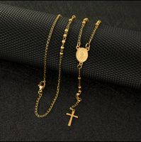 Collier chapelet doré, NEUF.