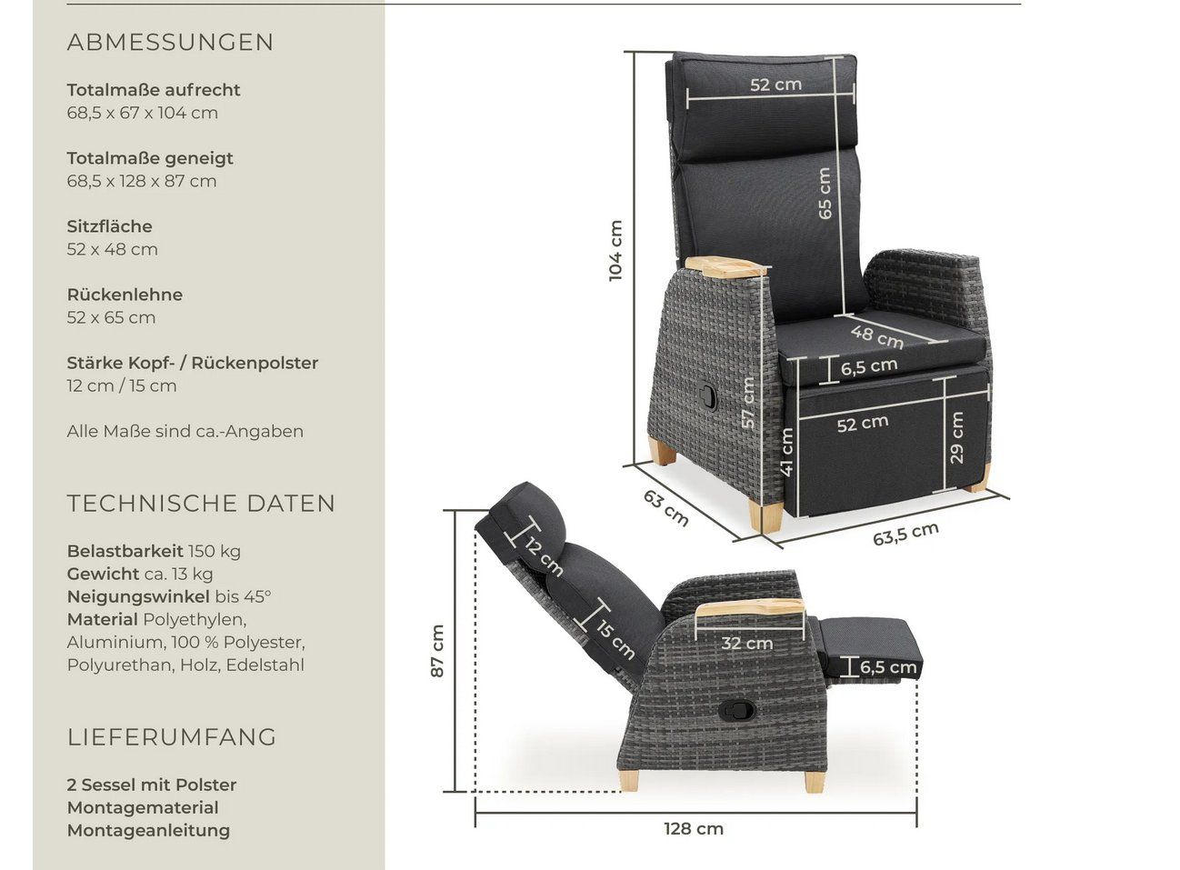 Poltrone: Rattansessel Pescara Luxus mit Aluminiumgestell – Nuovo (secondo la descrizione) da Steinhausen venduto da Retourenprofis 2