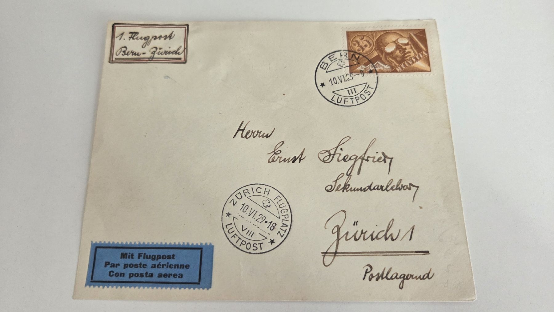 Tutti i francobolli: 1929 1.Flugpost Bern Zürich – Usato da Arni AG venduto da Moth68