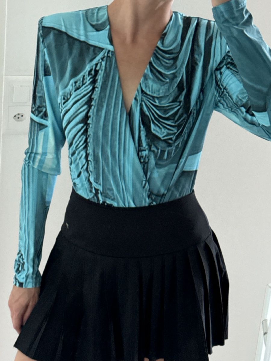 H&M Top: H&M Studio Long Sleeve Bodysuit Blue Print S – Nuovo (secondo la descrizione) da Biel/Bienne venduto da TanyaM02 6