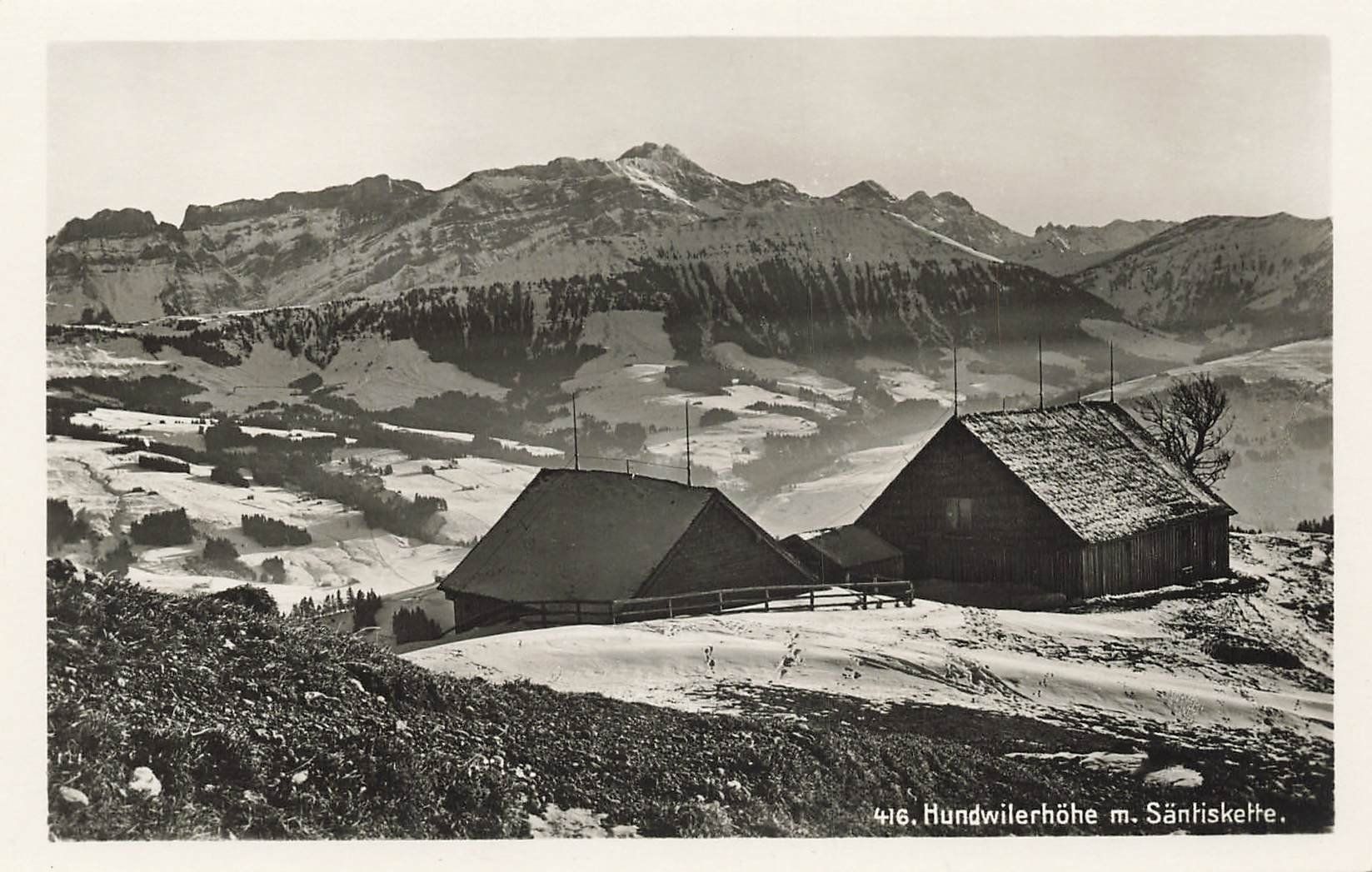 Cartoline postali: Hundwilerhöhe m. Säntiskette – Usato da Schwyz venduto da Seffi56