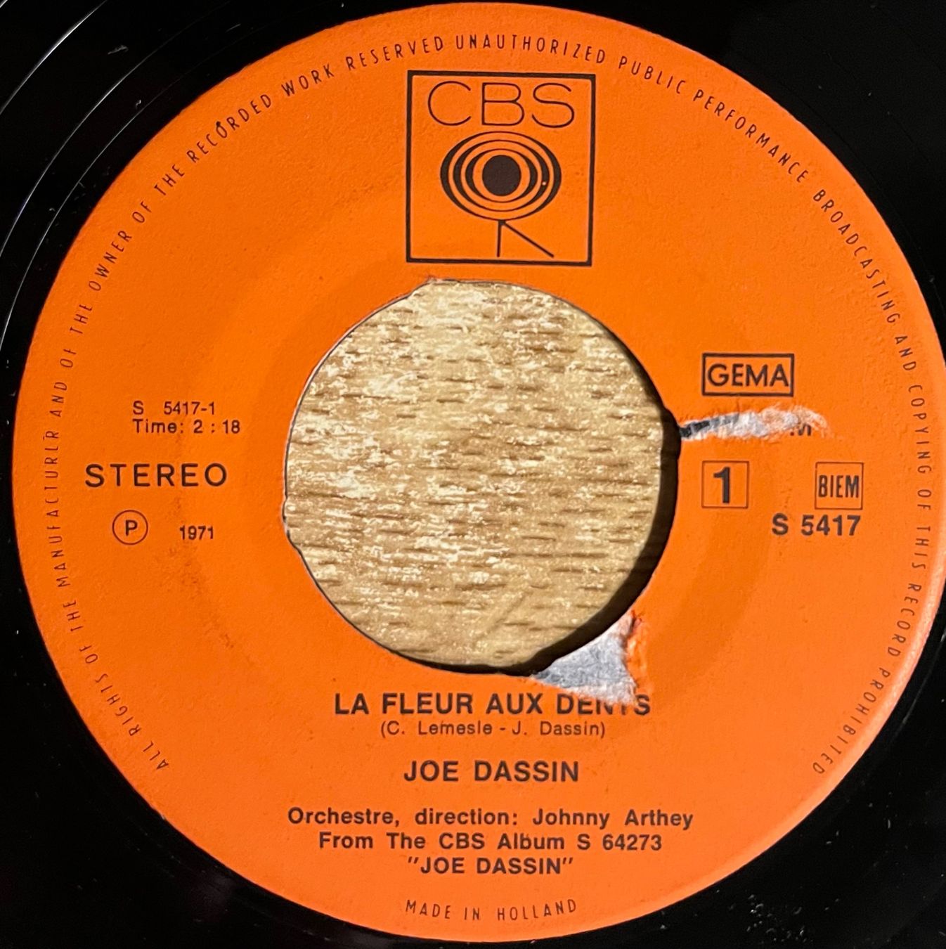Dischi in vinile: JOE DASSIN - LA FLEUR AUX DENTS – Usato da Bussigny venduto da vinyl-pas-cher 2
