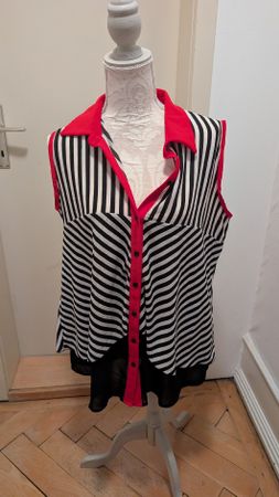 Damen Oberteil gestreift rot Made in Italy