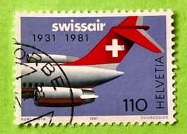  Nr.653 Sonderpostmarken 50 Jahr Swissair GESTEMPELT 1981  ﻿