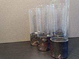 6x Longdrinkgläser mit Metall Schutzhülle in Industriestil