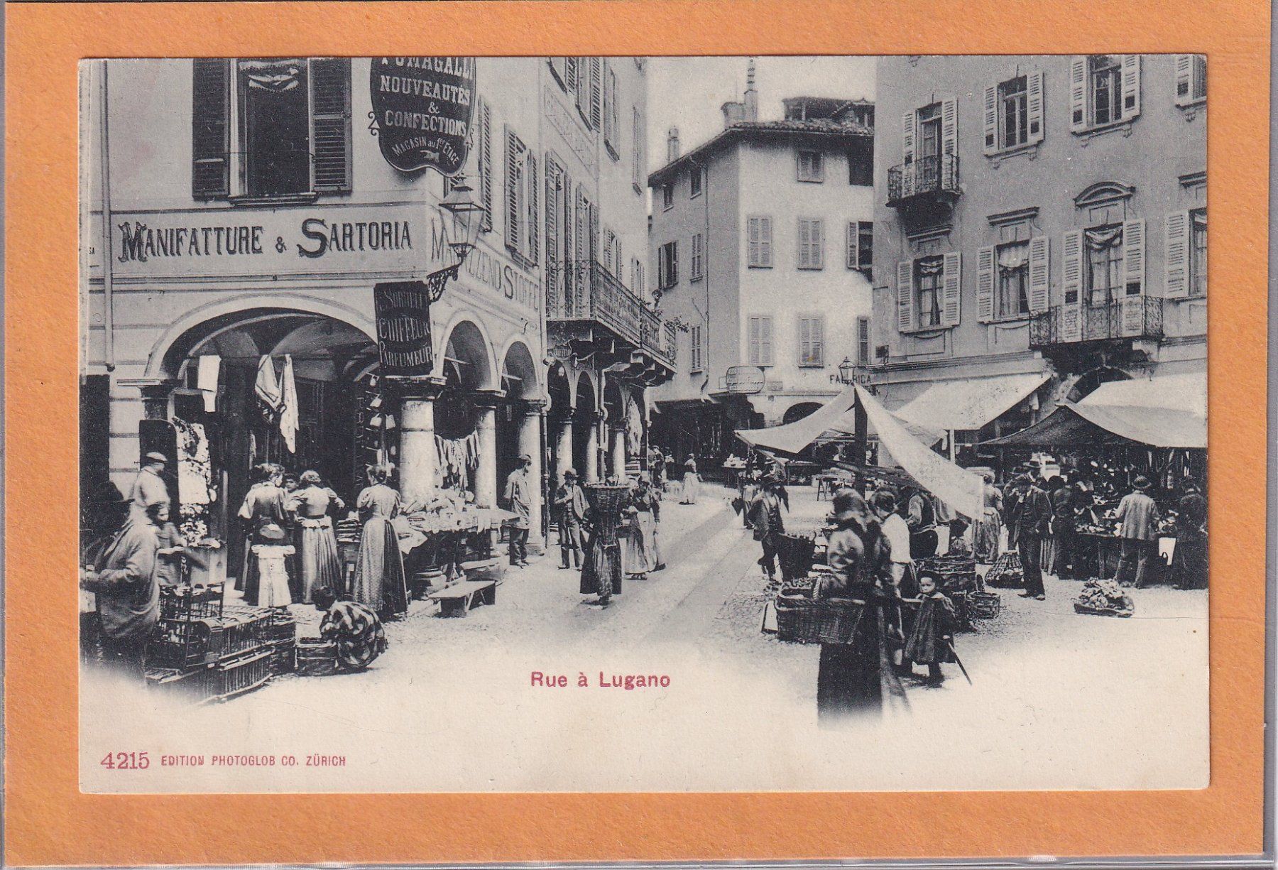 Ansichtskarten: Lugano - une rue - 1904 – Gebraucht aus Orvin von Pyaeschli