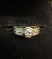 Diamant Solitär Ring Gelb/Weissgold 585/14 K - Grösse 58