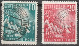 BRD 1950, die beiden Marken zum 1. Bundestag, gestempelt