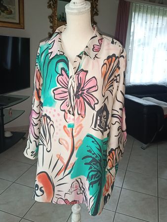 Damen Bluse Milano Italy bunt gemustert Gr.L .Guter Zustand 