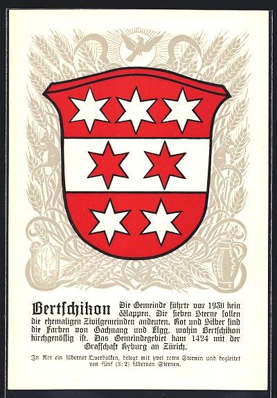 Cartoline postali: Bertschikon, Wappen mit roten und silber – Usato da Berlin venduto da bartko-reher