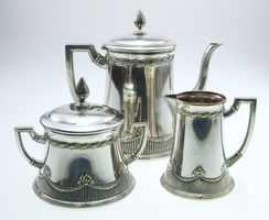 WMF Kaffee - Servier Set versibert jugendstil Straussenpunze
