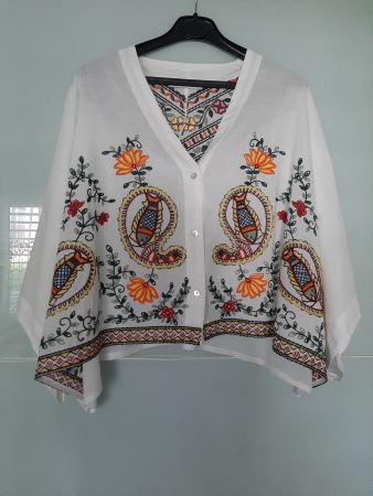 Vintage Mexican Flügel Stickerei Bestickt Bluse/ M/L