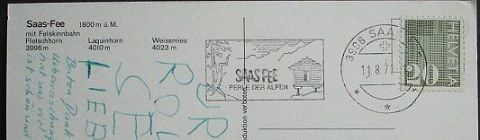 Ansichtskarten: SAAS-FEE mit Felskinnbahn - Luftseilbahn – Gebraucht aus Jona von philajona 1