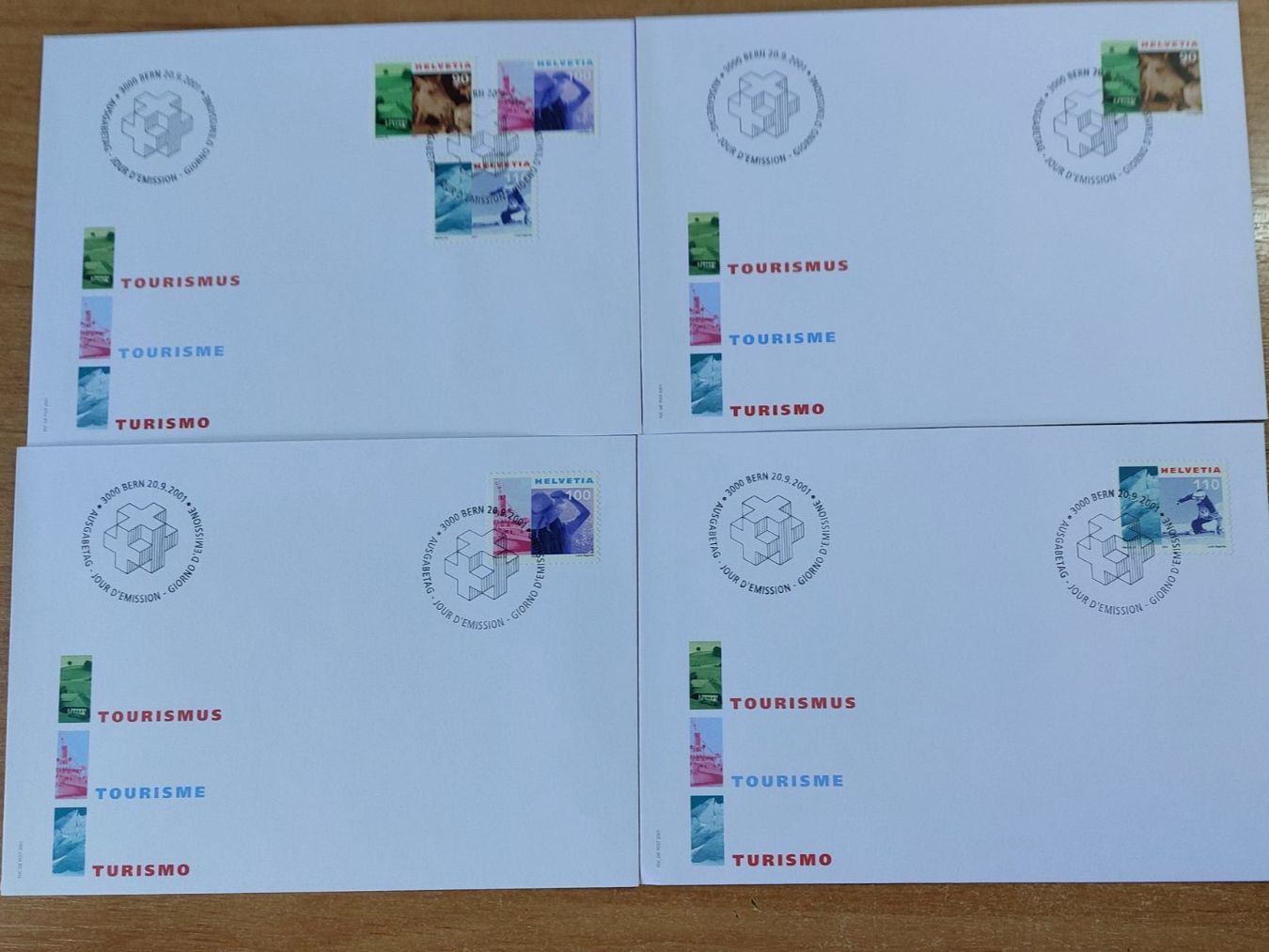 Tutti i francobolli: F1035 - 4 FDC Tourisme 2001 – Usato da Trélex venduto da Phil_Albert