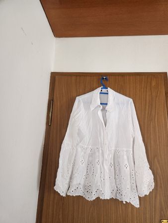 Blouse blanche d'été style bohème chic taille L, dentelle